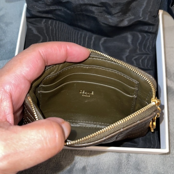 Celine preloved olive green card coin purse excellent condition - Picture 7 of 11